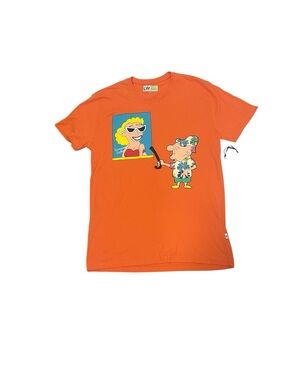 LANDWALKER CARTOON GRAPHIC T-SHIRT COTTON MEN SHORT SLEEVES ORANGE COLOR SIZE XL